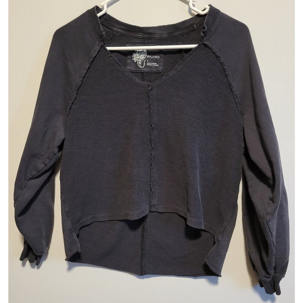 Pilcro Distressed Reverse Seam Hi-Lo Sweatshirt - Women's Sm